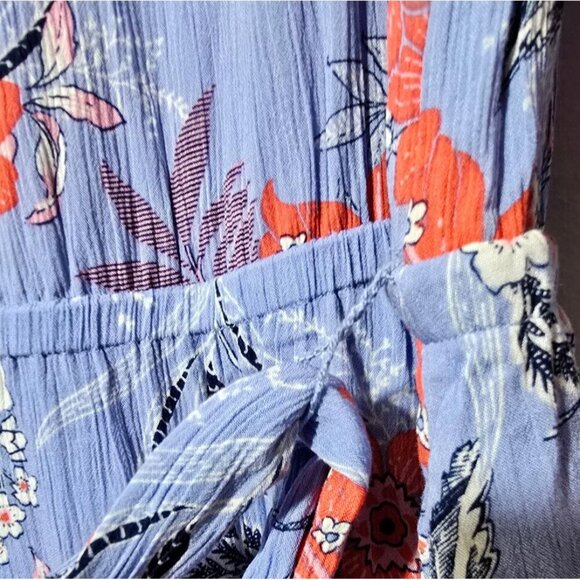 J Jill Dress Sz M Floral Resort Boho Tie Waist Layered Hem Floral Coastal Casual - Picture 14 of 14